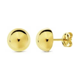 Pendientes oro 18k media bola lisa 7.5mm. cierre presión [AA1902]