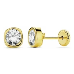 Pendientes oro 18k circonita 5mm. cierre tornillo [AA1916]