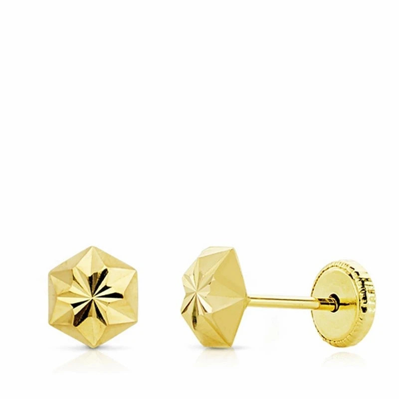 Pendientes oro 18k estrella tallados 5mm. [AA1935]
