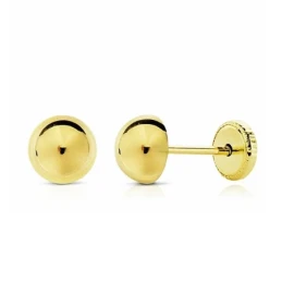 Pendientes oro 18k media bola lisa 6mm. cierre tornillo [AA1964]