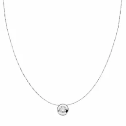 Colgante oro blanco 18k chatón 6.5mm. cadena 42cm. [AA1967]