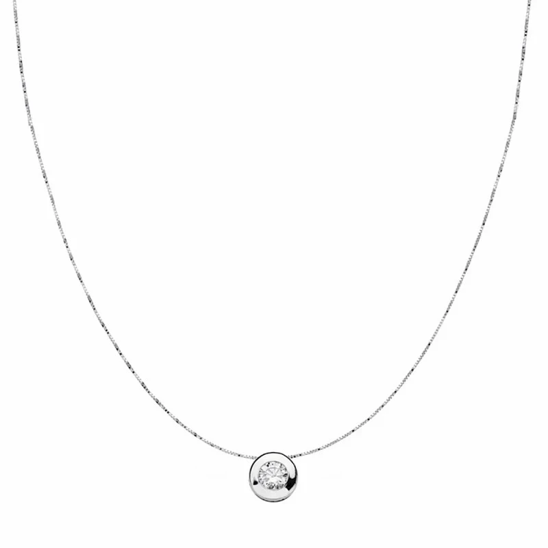 Colgante oro blanco 18k chatón 6.5mm. cadena 42cm. [AA1967]