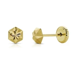 Pendientes oro 18k clavo estrella 4mm. tallados [AA7231]
