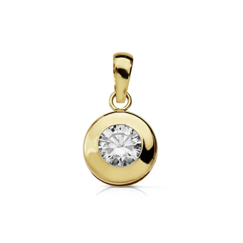 Colgante oro 18k chatón 7mm. circonita [AA7315]