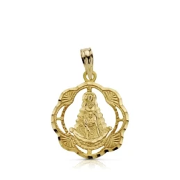 Medalla oro 18k Virgen Rocío pandereta 20mm. calada [AA7421]