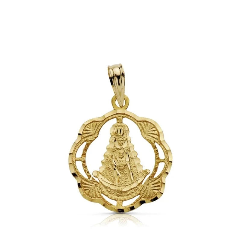 Medalla oro 18k Virgen Rocío pandereta 20mm. calada [AA7421]