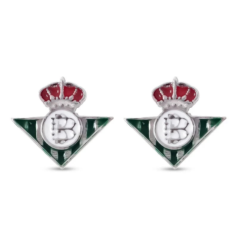 Real Betis Balompié Pendientes Plata Ley 925m macizos rodiados 11 mm.