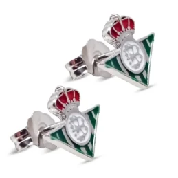 Real Betis Balompié Pendientes Plata Ley 925m macizos rodiados 11 mm.