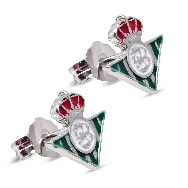 Real Betis Balompié Pendientes Plata Ley 925m macizos rodiados 11 mm.