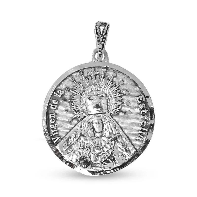 Virgen de la Estrella de Málaga Medalla Plata Ley 925m maciza 22 mm.