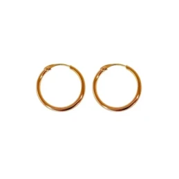 Pendientes Aro 14 mm. Plata Ley 925m chapado oro liso fino