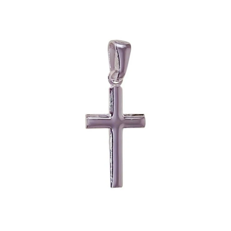 Cruz Colgante Plata Ley 925m unisex 21 mm. lisa redondeada