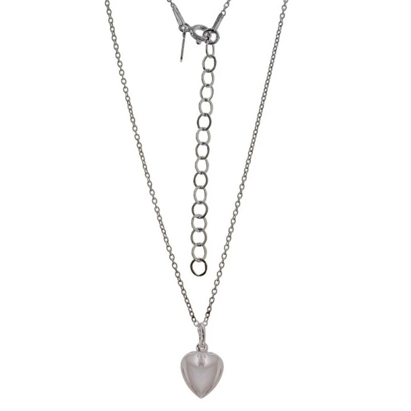 Collar Plata Ley 925m mujer 41 cm. forzada colgante corazón 10 mm.