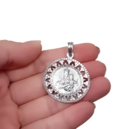 Escapulario Corazón de Jesús Virgen del Carmen Medalla Plata Ley 925m