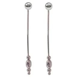Pendientes Largos Plata Ley 925m mujer 3.5 cm. cadena cola de topo la