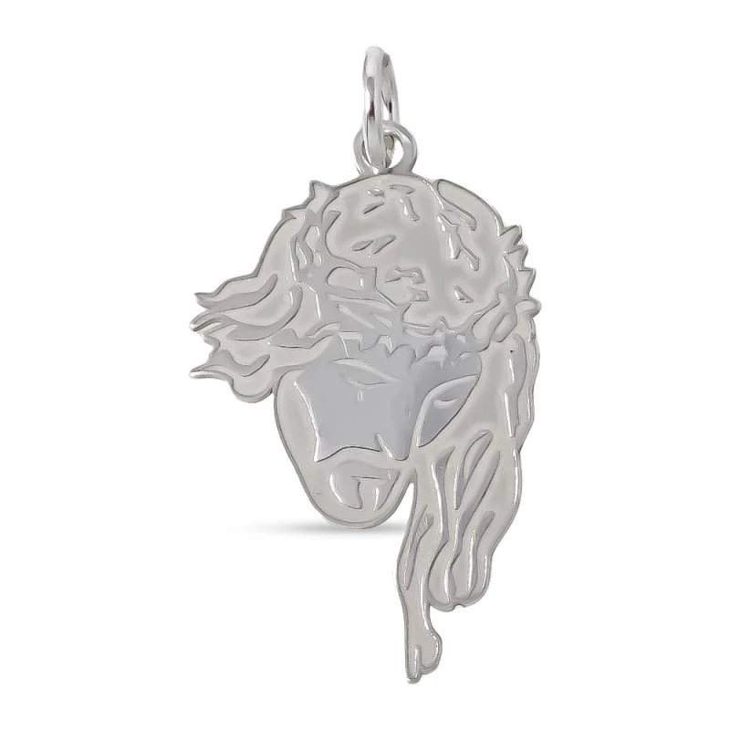 Rostro Cristo Colgante Plata Ley 925m láser 28 mm. busto mate brillo