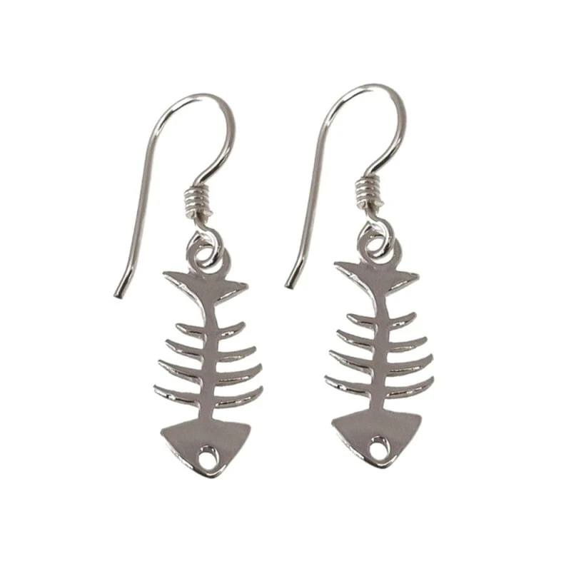 Pendientes plata Ley 925m motivo raspa 18mm. pescado [AB5355]