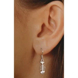 Pendientes plata Ley 925m motivo raspa 18mm. pescado [AB5355]