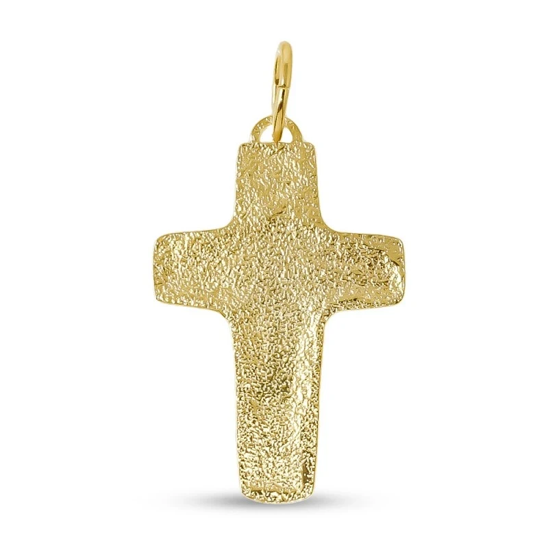 Cruz del Buen Pastor Colgante Plata Ley 925m chapada oro 43 mm. Papa