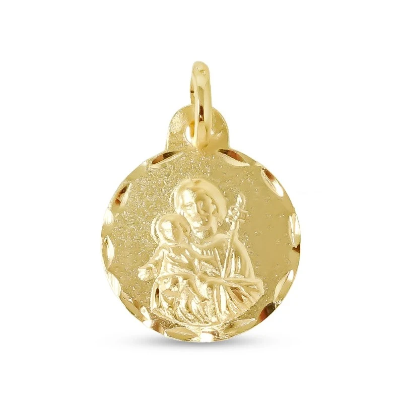 San José Medalla Plata Ley 925m chapada oro 16 mm. detalles tallados