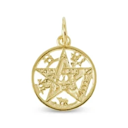 Tetragramatón Amuleto Colgante Plata Ley 925m chapado oro 15 mm. cala
