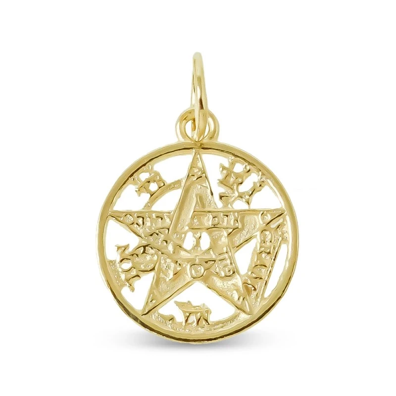 Tetragramatón Amuleto Colgante Plata Ley 925m chapado oro 15 mm. cala