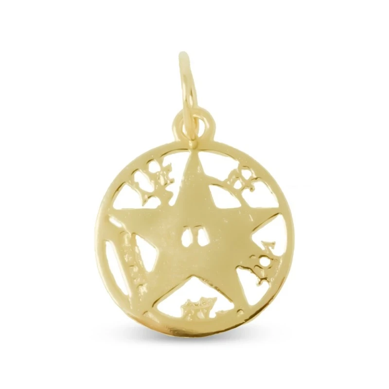 Tetragramatón Amuleto Colgante Plata Ley 925m chapado oro 15 mm. cala