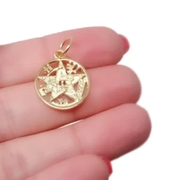 Tetragramatón Amuleto Colgante Plata Ley 925m chapado oro 15 mm. cala