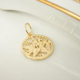 Tetragramatón Amuleto Colgante Plata Ley 925m chapado oro 15 mm. cala