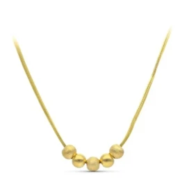 Gargantilla Oro 18k mujer 45 cm. bolas combinadas brillo mate