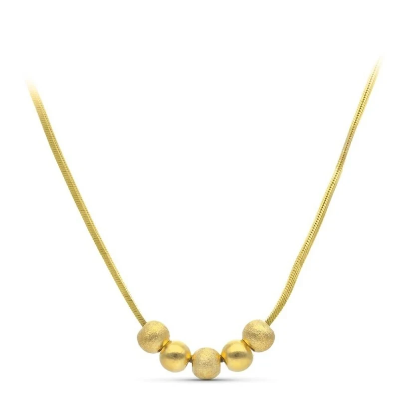 Gargantilla Oro 18k mujer 45 cm. bolas combinadas brillo mate