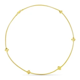 Gargantilla Oro 18k mujer 45 cm. cadena redonda espiga detalle flores