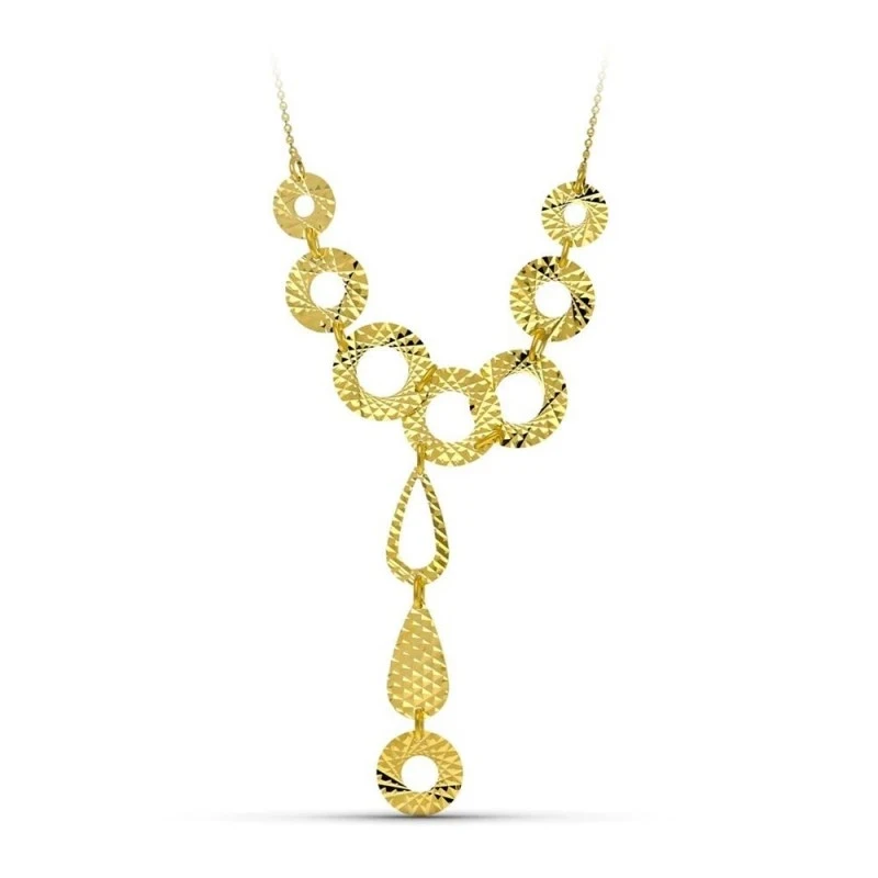 Gargantilla Oro 18k mujer círculos calados tallados combinados formas