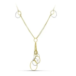 Gargantilla Oro Bicolor 18k mujer detalles colgantes ovalados calados