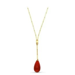 Gargantilla Oro 18k mujer 42 cm. eslabones rectos lisos dtalle piedra