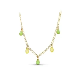 Gargantilla Oro 18k mujer piedras color verde combinadas topacio