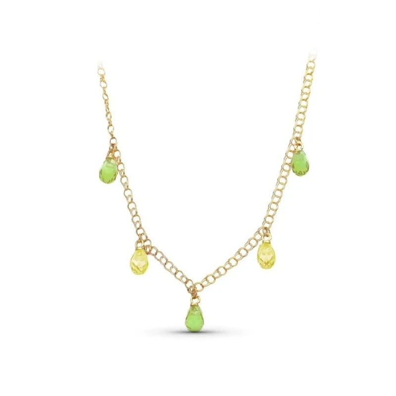 Gargantilla Oro 18k mujer piedras color verde combinadas topacio