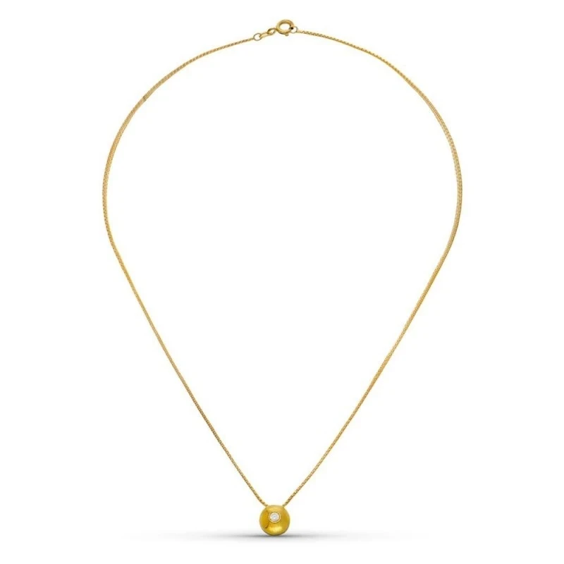 Gargantilla Oro Bicolor 18k mujer colgante bola lisa