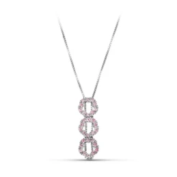 Gargantilla Oro Blanco 18k mujer cadena combinada 3 flores caladas ci