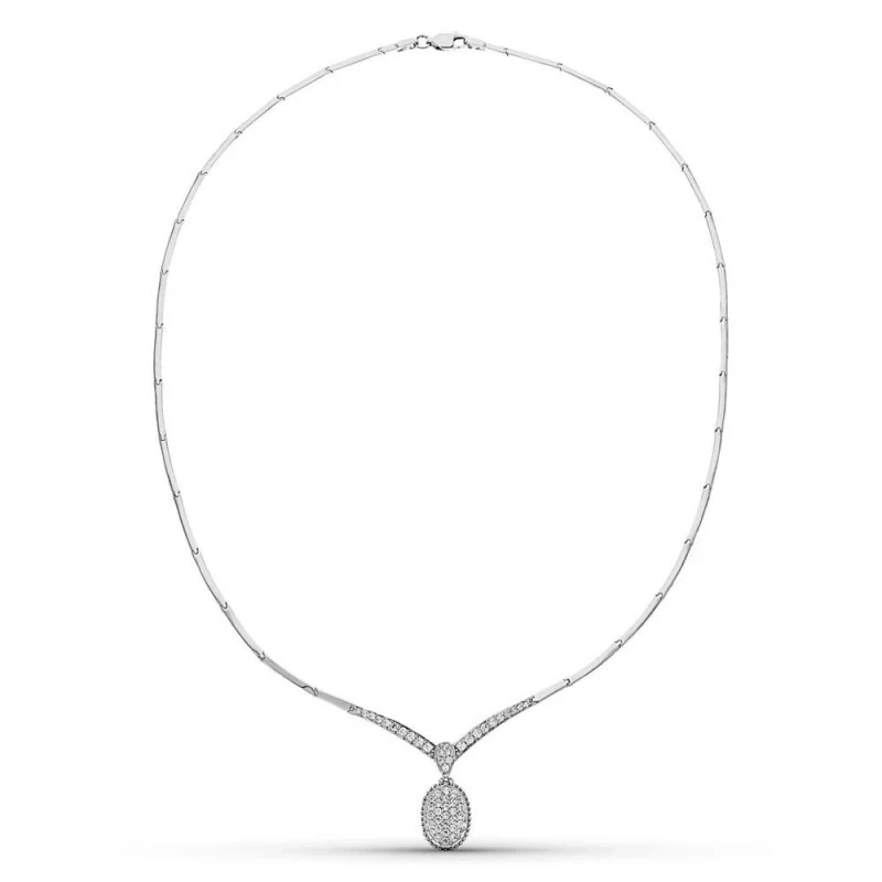 Gargantilla Oro Blanco 18k mujer eslabones rectos lisos combinados co