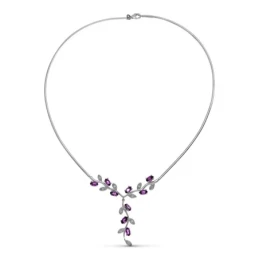 Gargantilla Oro Blanco 18k mujer hilo detalle circonitas color forma