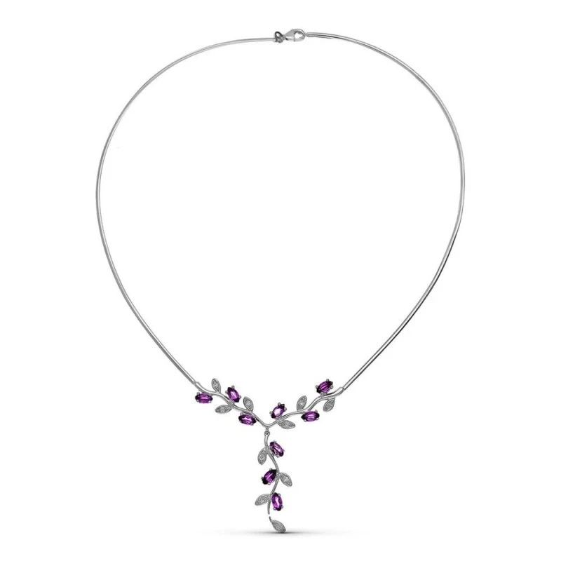 Gargantilla Oro Blanco 18k mujer hilo detalle circonitas color forma