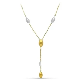 Gargantilla Oro Bicolor 18k mujer formas ovaladas brillo mate