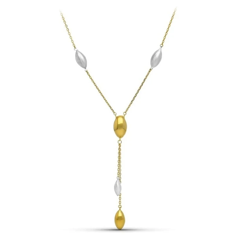 Gargantilla Oro Bicolor 18k mujer formas ovaladas brillo mate