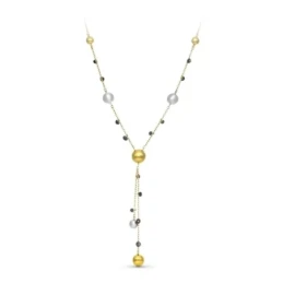 Gargantilla Oro Bicolor 18k mujer bolas combinadas brillo mate