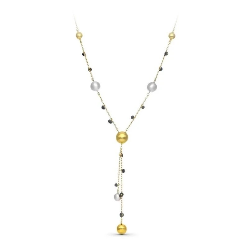 Gargantilla Oro Bicolor 18k mujer bolas combinadas brillo mate