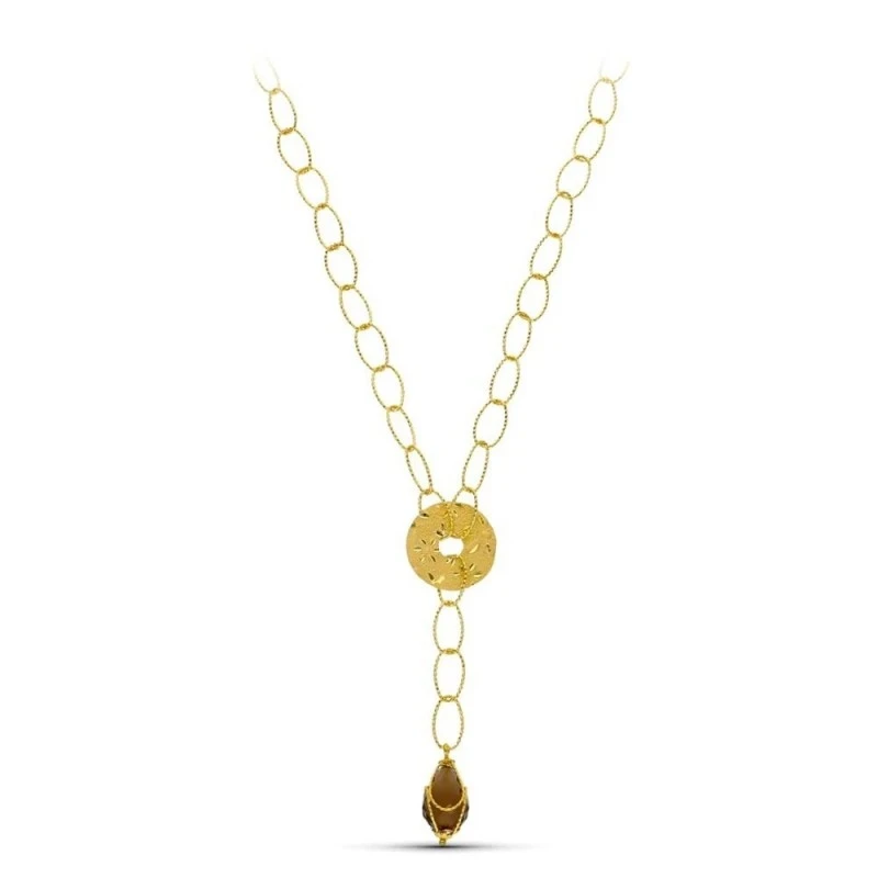 Gargantilla Oro Bicolor 18k mujer eslabones ovalados tallados detalle