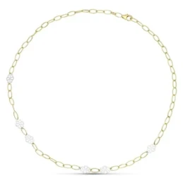 Gargantilla Oro Bicolor 18k mujer eslabones ovalados combinados flore