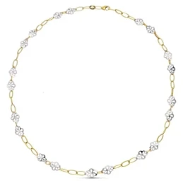 Gargantilla Oro Bicolor 18k mujer 45 cm. eslabones combinados flores