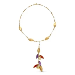 Gargantilla Oro 18k mujer formas combinadas piedras colores bolas bri